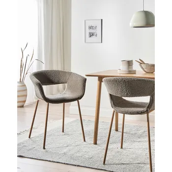 Jídelní židle Sada 2 jídelních židlí béžové polyesterové sedáky kovové nohy jídelna kuchyně Beliani