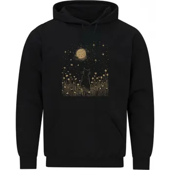 Pánská mikina Pánská mikina Toulavá Kočka pod Noční Oblohou (Velikost: 5XL, Barva: Černá)