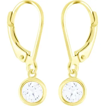 Náušnice GEMMAX Zlaté visací náušnice se zirkonem – zlatý šperk ryzosti 585/1000 v Dárkovém balení s Certifikátem GLEYB-03336