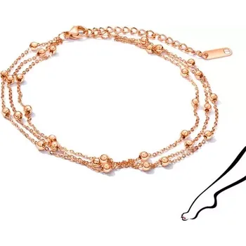 Řetízek Trojitý řetízek na ruku nebo nohu z oceli 316L - hladké korálky, měděná barva