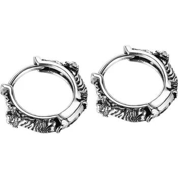 Náušnice Kulaté náušnice z oceli - tygr s patinovaným tělem a pruhy