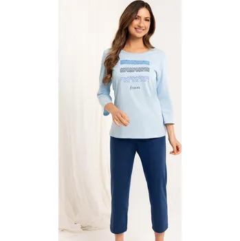 Dámská móda Pyžamo Regina pro ženy modré s potiskem, Modrá 2XL i170_709XXL1