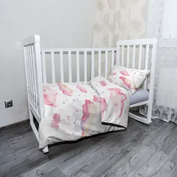 Povlečení Sablio Dětské povlečení do postýlky Růžové mraky - 130x90 / 40x60