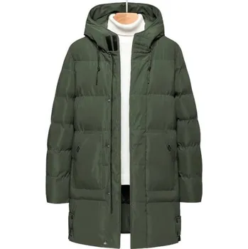 Pánská zimní bunda Větruodolné provedení Zapínání na zip a patenty Praktické kapsy Teplá bavlněná podšívka Odolná polyesterová zimní bunda zelená XS