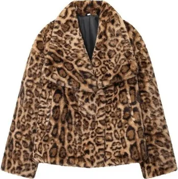 Dámské oblečení Dámská zimní bunda z polyesteru Teplý kožich s dlouhými chlupy Elegantní bunda s límcem Stylové dámské zimní oblečení do chladného počasí hnědá L