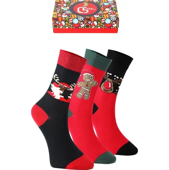 Dámské ponožky Kesi Unisex vánoční ponožky na dárek – sada 3 párů sob, sušenka a Mikuláš Velikost: UNI