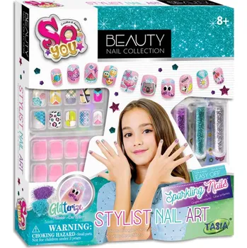 omalovánky TASIA - Stylová sada Nail Art s třpytkami a samolepkami