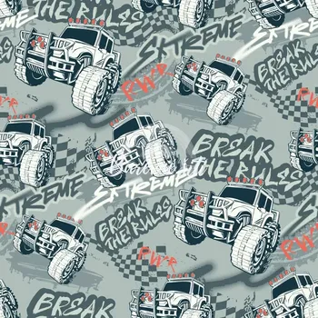 Galanterie Alpina Monster Trucks na šedozelené (E) (Teplý funkční úplet)