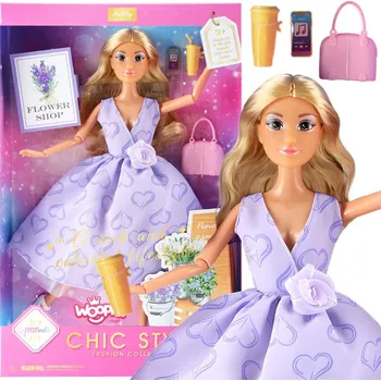 Woopie Royal WOOPIE ROYAL Lily Doll Dlouhé blond vlasy 30 cm Levandulové šaty Příslušenství