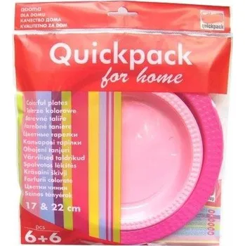 Talíř Set talířů růžový 17+22cm - 6+6 ks