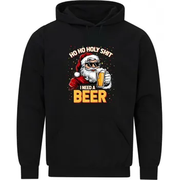 Pánská mikina Pánská mikina Ho Ho Holy Shit! Potřebuju Pivo (Velikost: 5XL, Barva: Černá)
