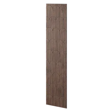 Obklad Lamele 3D Velkoformátový lamelový panel SENDAI - DÝHA Z AMERICKÉHO OŘECHU, 600 x 2750 mm, ČERNÝ MDF PANEL