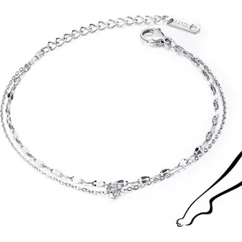 Náramek Náramek na ruku nebo nohu z oceli 316L - kulatý zirkon, stříbrná barva