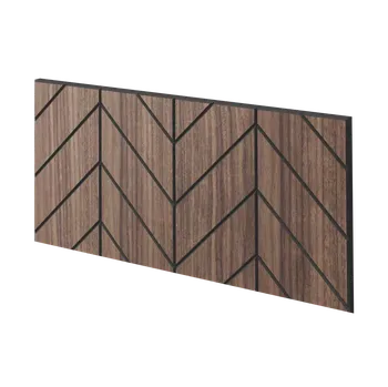 Obklad Lamele 3D Lamelový panel VERSANNE - DÝHA Z AMERICKÉHO OŘECHU, 600 x 300 mm, ČERNÝ MDF PANEL