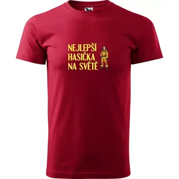 Sablio Tričko s potiskem Nejlepší hasička na světě - červené L