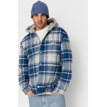 Pánská košile Vans Piedmont Hooded Plaid Shacket (oatmeal heather/truenvy) XL, modrá