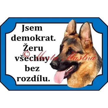 Cedulka německý ovčák demokrat - Bez samolepicí vrstvy