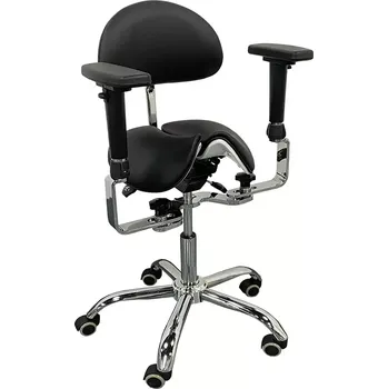 LZZ 07 židle lékařská, područky, kříž chrom, ekokůže černá