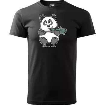 Sablio Tričko s potiskem Dělám co můžu Panda - černé 5XL