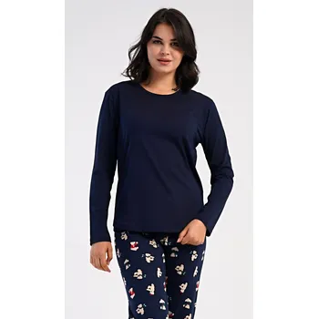 Dámské pyžamo Vienetta Dámské pyžamo dlouhé Sabrina Barva: tmavě modrá, Velikost: L