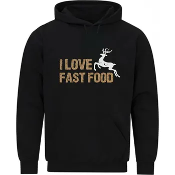 Pánská mikina Pánská mikina Běžící Jelen I love fast food (Velikost: 5XL, Barva: Černá)