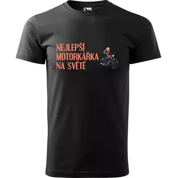 Sablio Tričko s potiskem Nejlepší motorkářka na světě - černé 5XL