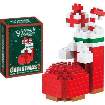 ostatní stavebnice Vánoční stavebnice 6,6 x 5,4 x 3,2 cm 160 dílků Vánoční punčocha s dárky a lízátkem Detailní mini model pro sváteční dekoraci
