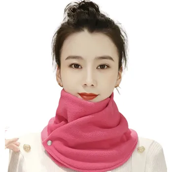 Šála Dámská šála s patentem Polyesterový hřejivý límec Jednobarevný elegantní doplněk pro zimu Pohodlná zimní šálka se zapínáním na patent růžová
