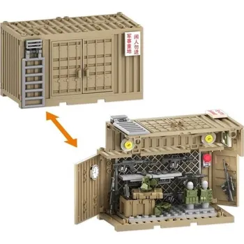 ostatní stavebnice Stavebnice vojenský kontejner 107 dílků Otevírací box s vybavením figurkami zbraněmi úložným prostorem detailní dekorace
