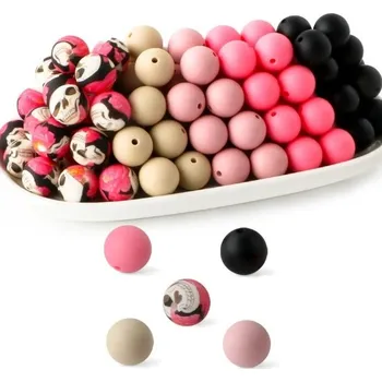 Sada silikonových korálků 15 x 15 mm Kulaté korálky 20 ks v pěti odstínech po čtyřech kusech Kreativní materiál na výrobu náramků náhrdelníků a dekorací