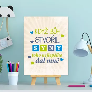 Plechová cedule Sablio Dárková cedulka Když Bůh stvořil syny: 30x40 cm