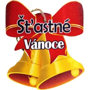 Vánoční dekorace Bondecor Vánoční dřevěná dekorace zvonek "Šťastné Vánoce" 13x15cm Jazyk: CZ