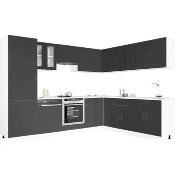 Kuchyňská skříňka 14dílná sada kuchyňských skříněk "Porto" černý kompozit Černý3314992