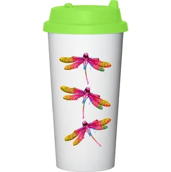 Cestovní nerezový hrnek s potiskem Vážky