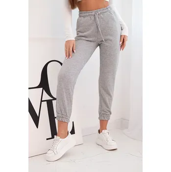 Kesi Dámské bavlněné kalhoty s gumou v pase Barva: Šedá, Velikost: S