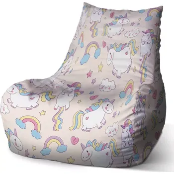 Sedací pytel Sablio Sedací vak Bean Jednorožci - 100 x 90 x 45 cm