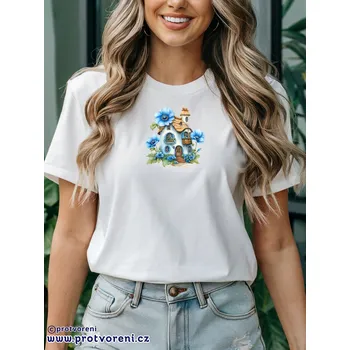 Dámské tričko Trička s potiskem Tričko s potiskem, KVĚTINOVÝ DOMEČEK 8, 1 ks zvolte VELIKOST textilu ZDE:: L- velikost typ Beagle