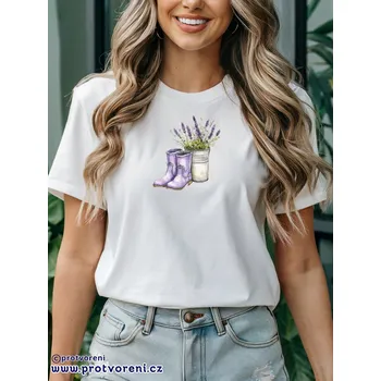 Dámské tričko Trička s potiskem Tričko s potiskem, LEVANDULE kozačky, 1 ks zvolte VELIKOST textilu ZDE:: XXL- velikost typ Beagle