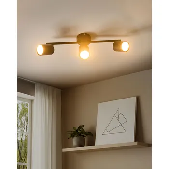 Bodové svítidlo se 3 žárovkami černé kovové stínidlo průmyslový styl Beliani