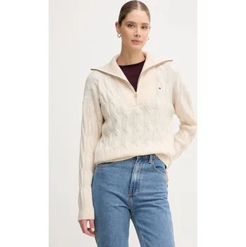 Pánský svetr Vlněný svetr Tommy Hilfiger WW0WW46425 béžová 01X, vel. L