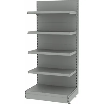 Dílenský regál Prodejní regál MAGO, výška 170 cm, šířka 83 cm, světle šedý - modul základní