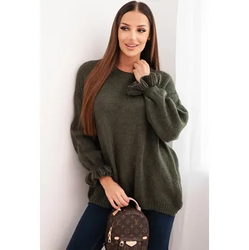Dámský svetr Kesi Dámský svetr s příměsí mohairu a vlny volného střihu Barva: Zelená, Velikost: UNI