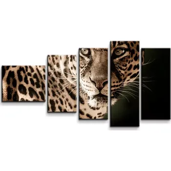 Obraz Sablio Obraz - 5-dílný Levhart - 100x60 cm