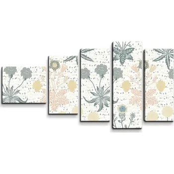 Obraz Sablio Obraz - 5-dílný Šedé květiny - 100x60 cm
