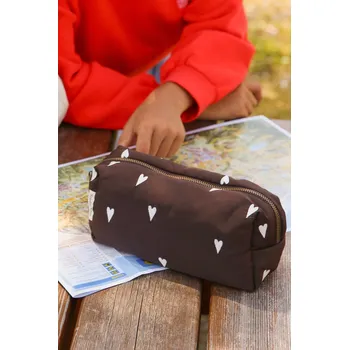 Přebalovací taška Multifunkční taška STUDIO NOOS Pouch Brown Hearts Puffy