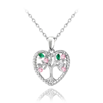 Souprava šperků MINET Stříbrný náhrdelník STROM ŽIVOTA V SRDCI s barevnými zirkony JMAN5013MN45