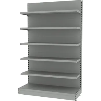 Dílenský regál Prodejní regál MAGO, výška 210 cm, šířka 136 cm, světle šedý - modul základní