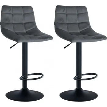 Barová židle 2 ks / set barová židle Jeny samet černá, tmavě šedá
