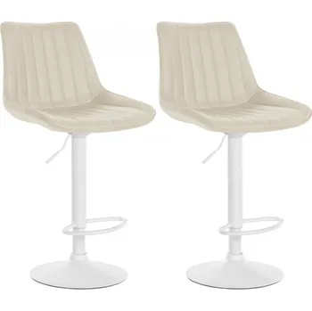 Barová židle 2 ks / set barová židle Toni syntetická kůže, bílá, krémová