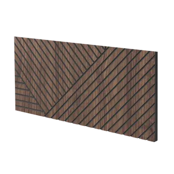 Lamele 3D Lamelový panel SEVILLA - DÝHA Z AMERICKÉHO OŘECHU, 600 x 300 mm, ČERNÝ MDF PANEL